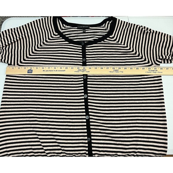 Lane Bryant Women's Black Gold Sparkle Striped Cardigan Sweater Size 26 / 28 - Picture 7 of 9